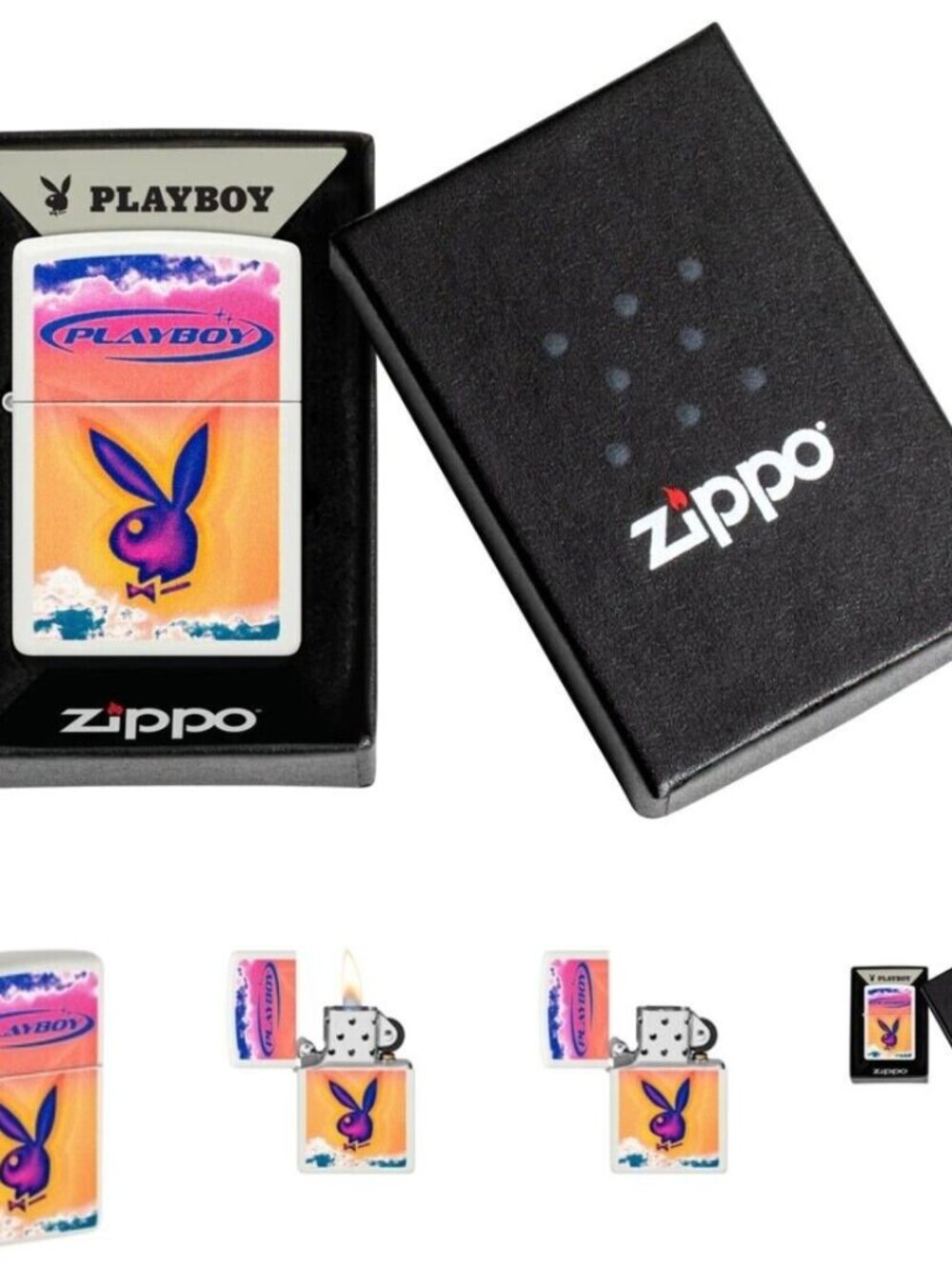 Gorgeous White Abstract Playboy Zippo Lighter